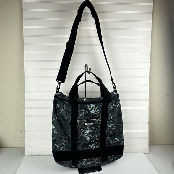 LeSportsac Large Tropical Camo Leaves Green Tote Messenger Shoulder Laptop Bag - Picture 2 of 12